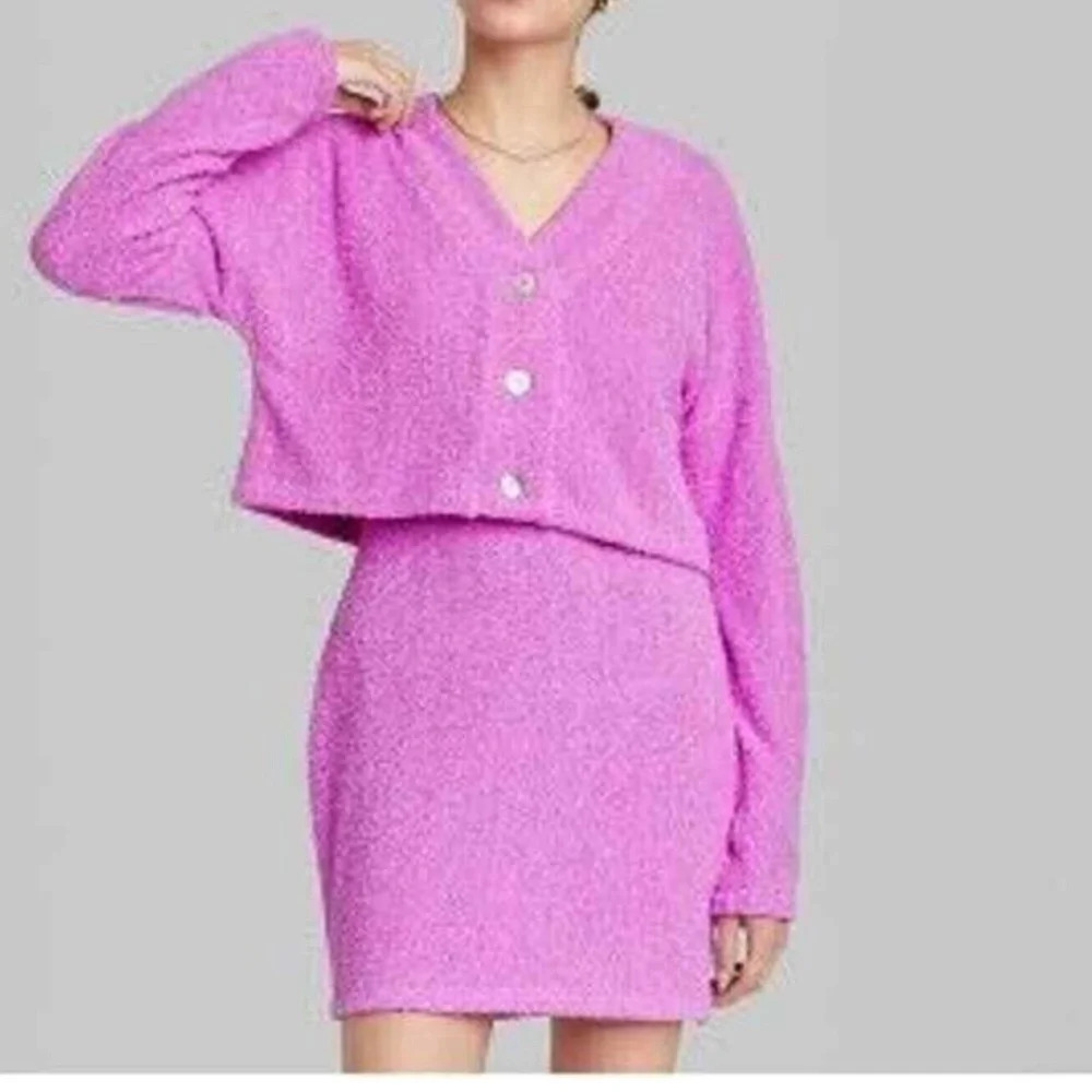 Nwt Wild Fable Oversized Cropped Cardigan, Neon Purple, XL